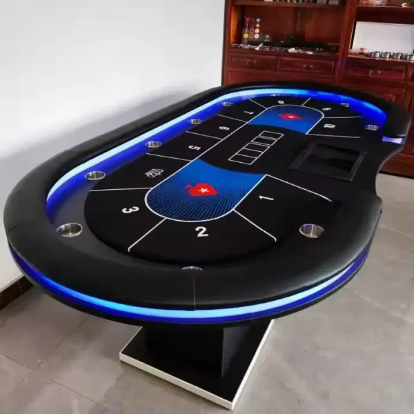 Luxury 10-Player Poker Table with LED Lights – Professional 2400x1200 Casino Tournament Table