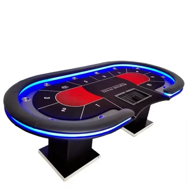 Luxury 10-Player Poker Table with LED Lights – Professional 2400x1200 Casino Tournament Table