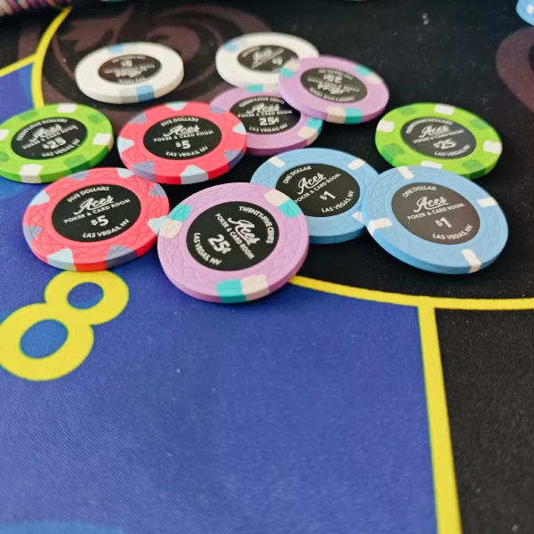 custom hybrid web ceramic Poker Chip -39*3.3MM 10G, fully print pattern on the ceramic body and customized sticker in center on both side