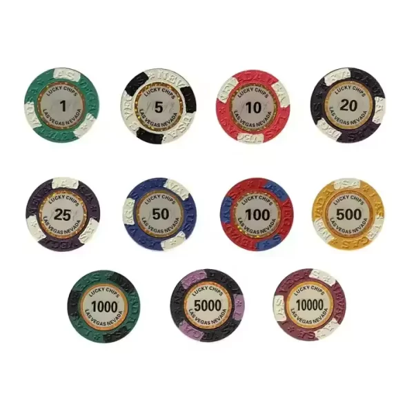Clay poker chips, Las Vegas poker chips, engraved poker chips, casino chips, poker set, home game chips, professional poker chips, Vegas-themed poker, collectible poker chips, poker night accessories.