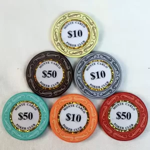 Ascona hybrid ceramic poker chips with Vegas-style stickers - 39mm 10G professional casino quality