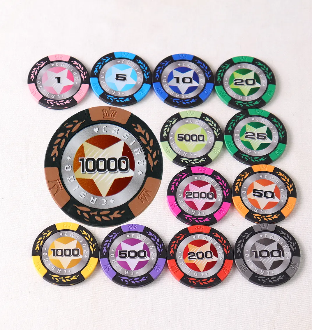 14g Clay Crown Wheat Poker Chips Set – Ideal for Casino, Tournaments & Events