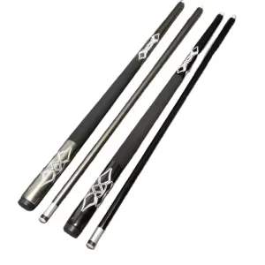 black and silver carbon fiber american style pool cue - 2 piece design, 550g weight, sleek matte finish